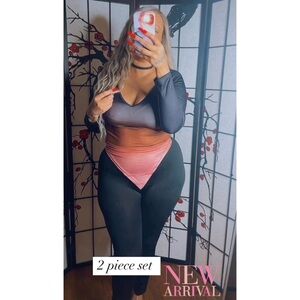 Women's Black and Pink Two Piece Outfit